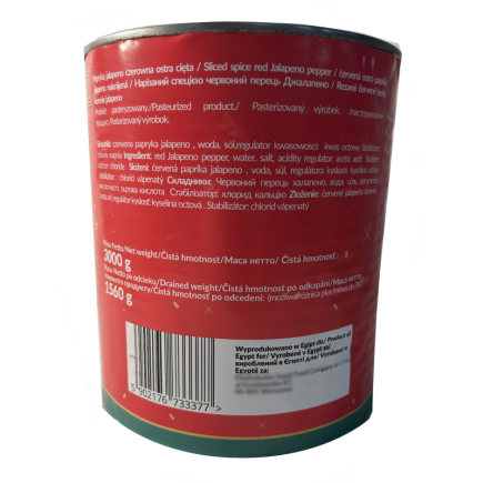 Papryka jalapeno czerwona krążki 3000ml